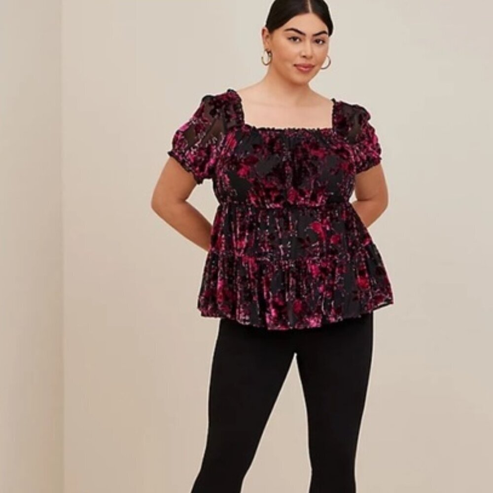 TORRID | Babydoll Velvet Tiered Top Blouse | Sz. 5X